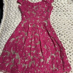 Yoana Baraschi Fuchsia Floral Lace Midi Dress  | Size 4 |